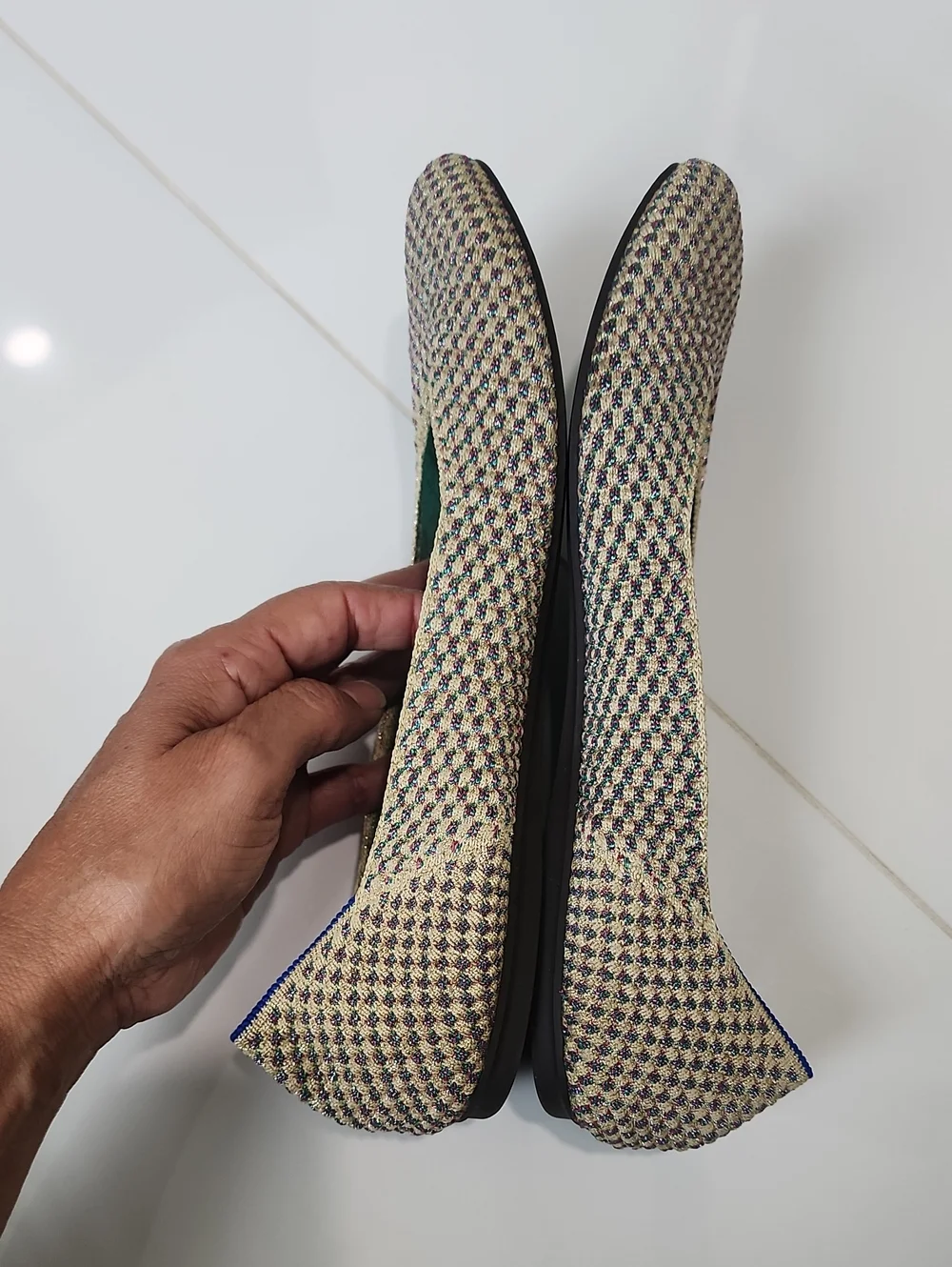 Rothy's Multi Color Metallic Square Toe Ballet Flats